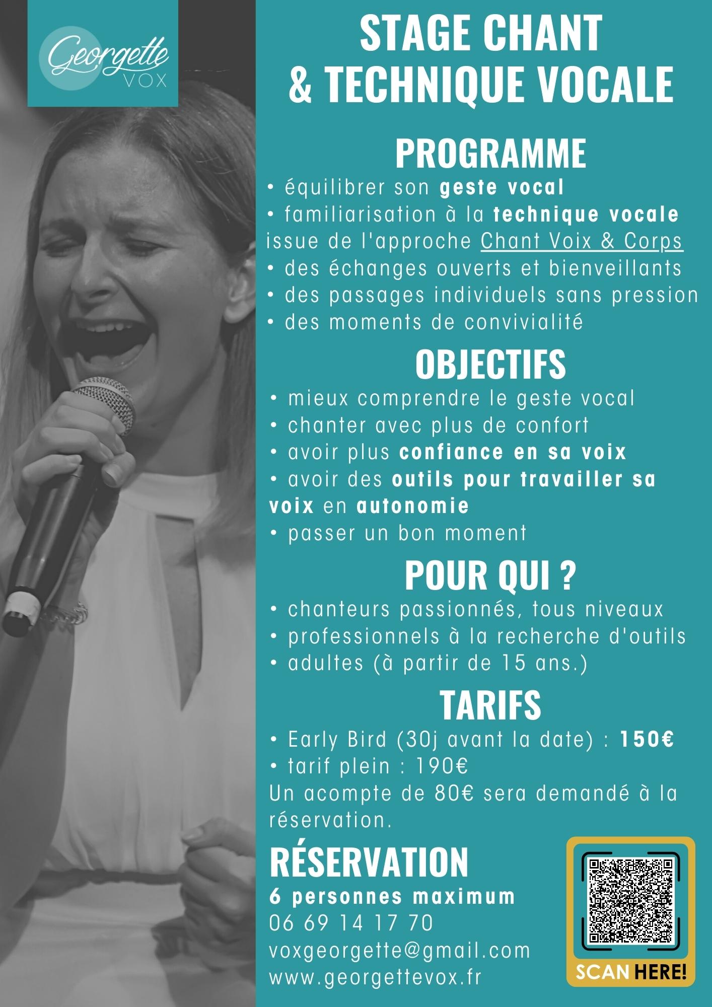 Programe Stage Performance Stage chant & Technique vocale – Georgette Vox